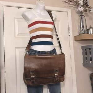 SMRITI Vintage Distressed Brown Leather Crossbody Shoulder Messenger Bag